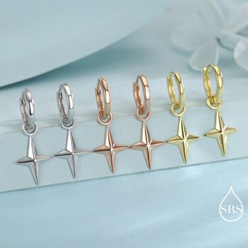 Sterling Silver Chunky Star Huggie Hoop Earrings, 6 of 11