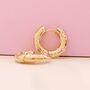 Daisy Flower 18ct Gold Plated Chunky Hoop Earrings, thumbnail 2 of 6