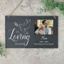 Personalised In Loving Memory Dove Photo Slate Hanging Plaque 25cm, thumbnail 1 of 6