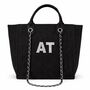 Personalised Black Large Chain Initial Tote Beach Bag, thumbnail 8 of 9