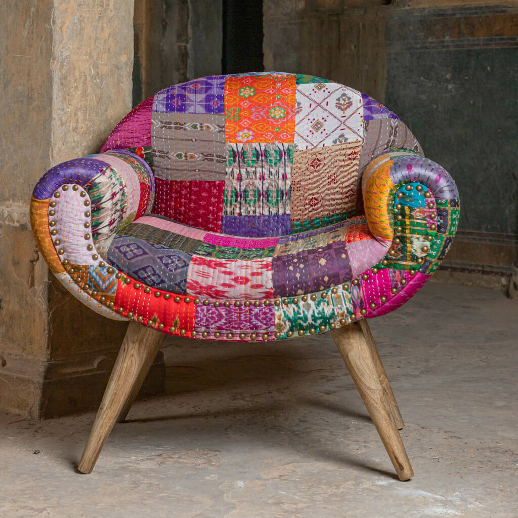 Retro Kantha Patchwork Nest Chair, 1 of 10