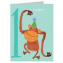 Mini Orangutan 1st Birthday Card, thumbnail 2 of 4