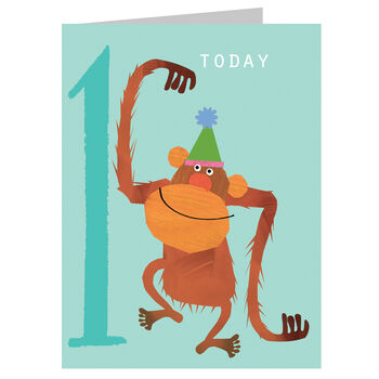 Mini Orangutan 1st Birthday Card, 2 of 4