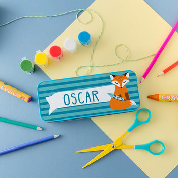Children's Personalised Clever Fox Pencil Tin, 2 of 6