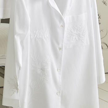 Women's White Cotton Personalised Pyjama Set, 3 of 3