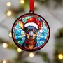 Miniature Pinscher In Santa Hat Suncatcher Decoration, thumbnail 1 of 6