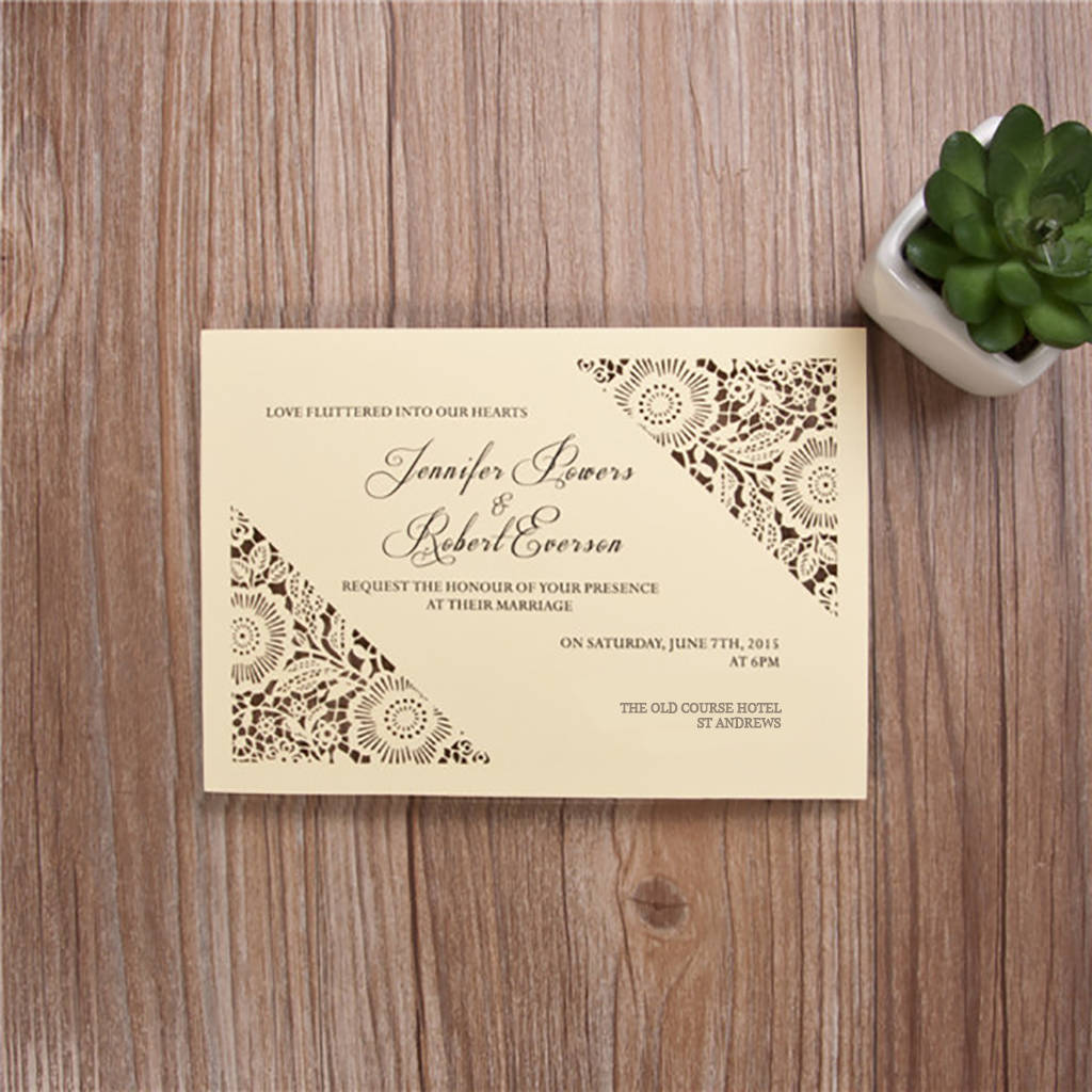flower simple laser cut evening invitation by shindigg