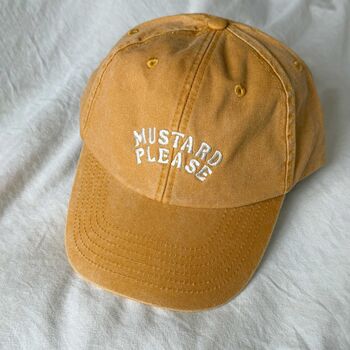 Mustard Please Embroidered Slogan Cap, 3 of 3