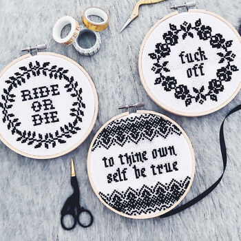 'Fuck Off' Floral Modern Cross Stitch Kit, 2 of 4
