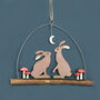 Moonlight Hare And Toadstool Hanging Decoration, thumbnail 1 of 2