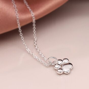 Tiny Sterling Silver Paw Print Necklace, 3 of 12