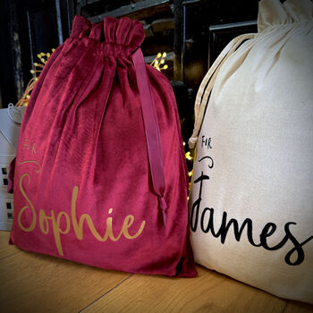 Personalised For Name Christmas Eve Sack Or Stocking, 4 of 7