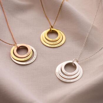 Triple Eternal Ring Pendant Personalised Necklace, 3 of 12