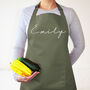 Personalised Unisex Cooking Apron With Handwritten Name Print, thumbnail 1 of 8