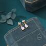 Sterling Silver Four Cz And Droplet Stud Earrings With Opal Pink C Zs, thumbnail 6 of 12