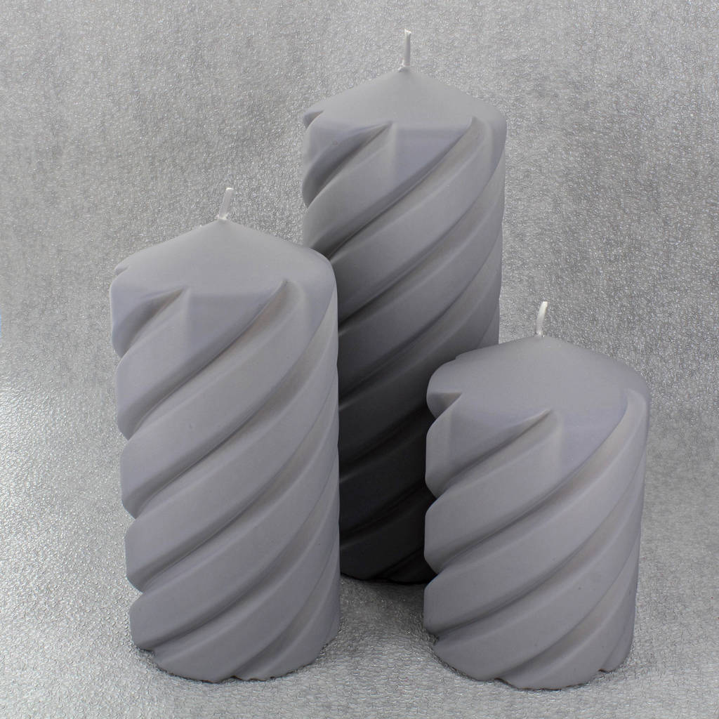 grey pillar spiral candles by g decor