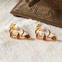 Garnet Gold And Silver Hoop Stud Drop Earrings, thumbnail 1 of 8