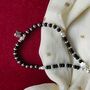 925 Silver Black Bead Butterfly Adjustable Anklet, thumbnail 3 of 5