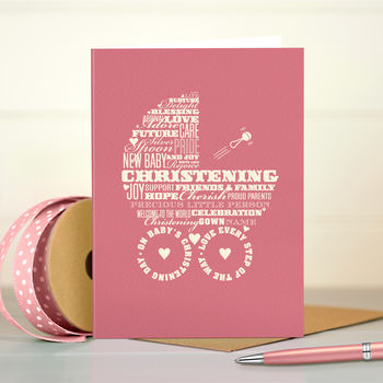 Baby Girl Christening Card ‘Pink Pram’, 2 of 4