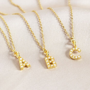 Dainty Pearl Initial Necklace, 7 of 12