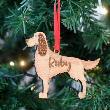 Personalised Irish Setter Wooden Dog Xmas Decoration, 2 of 7