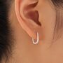 Foil Effect Oval Hoop Earrings In Sterling Silver, thumbnail 1 of 10