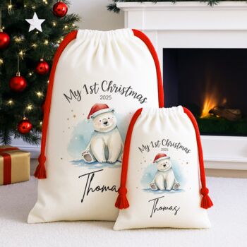 1st Christmas Polar Bear Christmas Sack, 3 of 3
