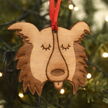 Dog Breed Wooden Natural Hanging Christmas Decoration, 10 of 12