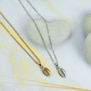 Gold Plated Handmade Sea Shell Necklace Cowrie Pendant, 3 of 9