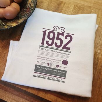 Personalised 70th Birthday Gift Microfibre Tea Towel, 2 of 8