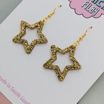 Small Star Glitter Resin Earrings, 8 of 12