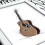 Acoustic Guitar Sketch Style Print, thumbnail 3 of 4