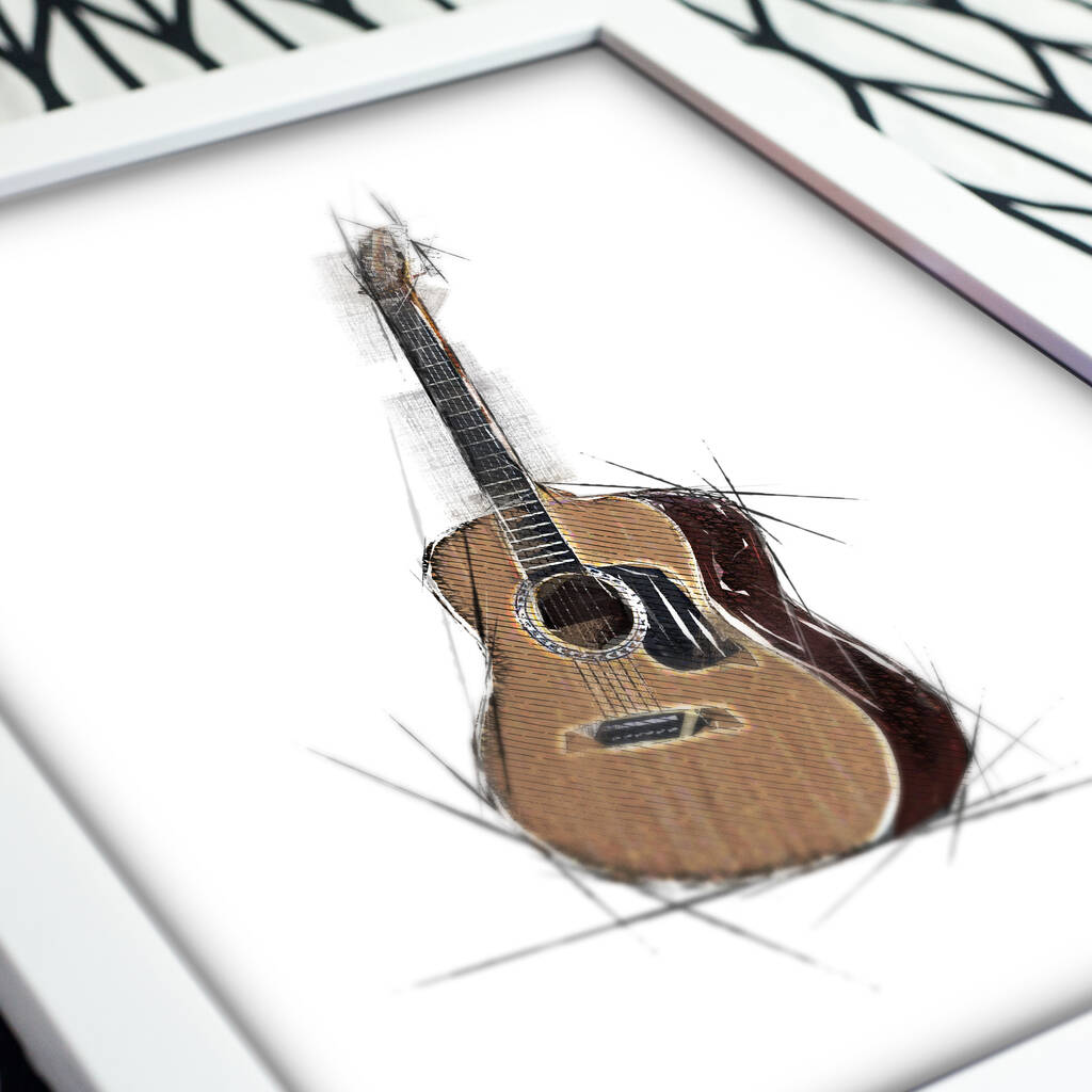 Guitar sketch music art black outline drawing