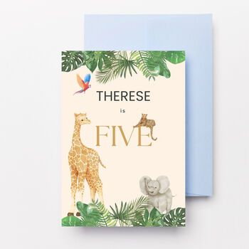 Personalised Animal Theme 5th Birthday Card, 2 of 3