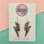 Rainbow Glitter Lightning Bolt Earrings Small And Large, thumbnail 1 of 2