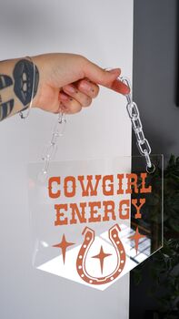 Cowgirl Energy Clear Acrylic Banner With Acrylic Chain, 6 of 8