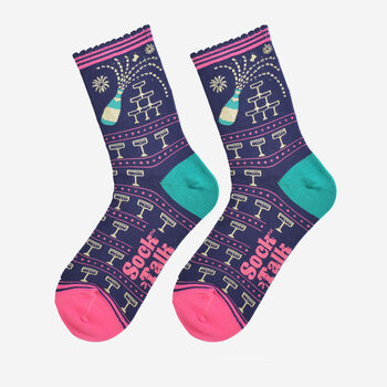 Champagne Celebrations Bamboo Socks Women's Christmas Cracker Hanging Tree Decoration, 4 of 5