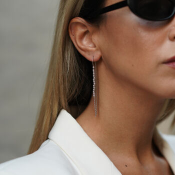 Sterling Silver Dorica Chain Bead Drop Earring, 5 of 8