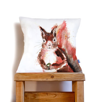Inky Squirrel Large Luxury Cushion And Inner, 3 of 4
