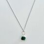 May Birthstone Necklace, Emerald, Silver Plated, thumbnail 1 of 4