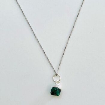May Birthstone Necklace, Emerald, Silver Plated, 5 of 8