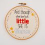 Nursery Embroidery Wall Hanging 'She Be But Little', thumbnail 2 of 3