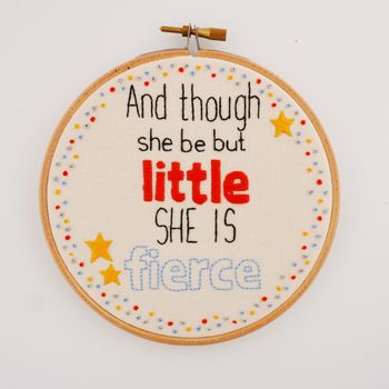 Nursery Embroidery Wall Hanging 'She Be But Little', 2 of 3