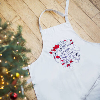Merry Fucking Christmas Screen Printed Canvas Apron, 3 of 3