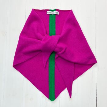 Lambswool Knitted Triangle Scarf With Stripe On Reverse, 6 of 10