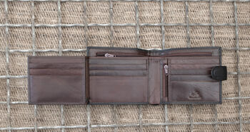 Personalised Black And Brown Trifold Wallet Rfid, 6 of 8