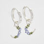 Silver Nightshade Moon Huggie Earrings, thumbnail 3 of 8