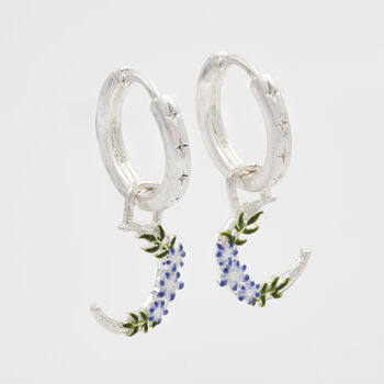 Silver Nightshade Moon Huggie Earrings, 3 of 8