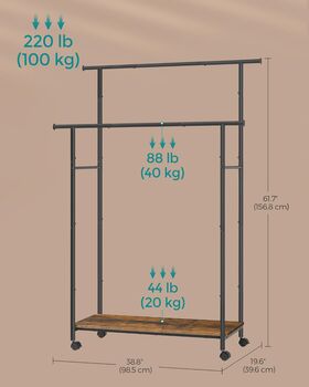 Clothes Rail Portable Double Clothes Rack Storage Shelf, 12 of 12