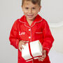 Girl's And Boy's Personalised Red Cotton Classic Christmas Pyjamas, thumbnail 2 of 7